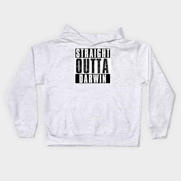 STRAIGHT OUTTA DARWIN Kids Hoodie by Simontology